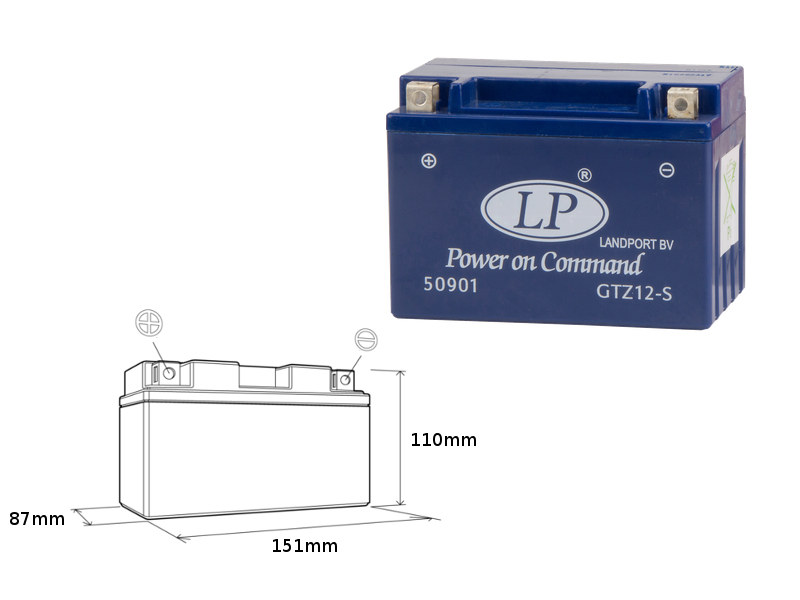 LANDPORT akumulátor gelový GTZ12-S (MG LTZ12-S) 12V 11AH 150X86X110 bezúdržbový - zalitý (4)